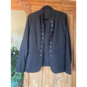 🔥New I  Elegant Black Stand Collar Jacket with Military Button Front  I  Size M
